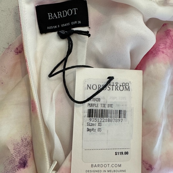 BARDOT TIE DYE SLIP DRESS Color: Purple Tie Dye Women’s Sz XS NWT - Picture 13 of 16